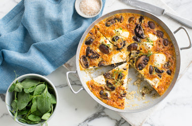 Mushroom, leek & feta frittata by Anneka Manning