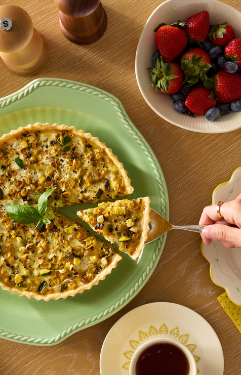 Corn, Zucchini, and Mozzarella Quiche - Colour of the Year 2025