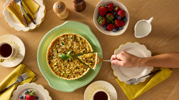 Corn, Zucchini, and Mozzarella Quiche - Colour of the Year 2025