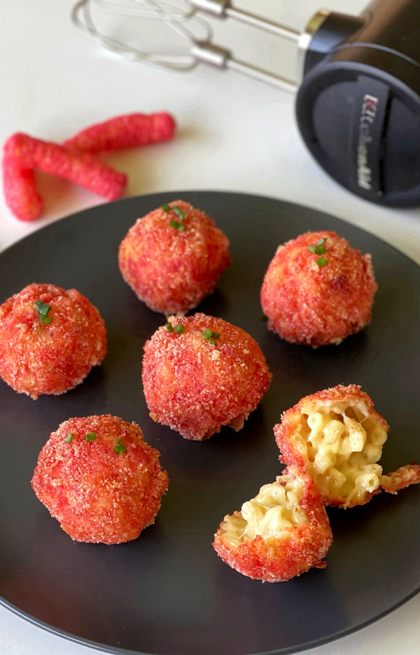 Hot cheetos deep-fried mac & cheese balls | Audreysaurus