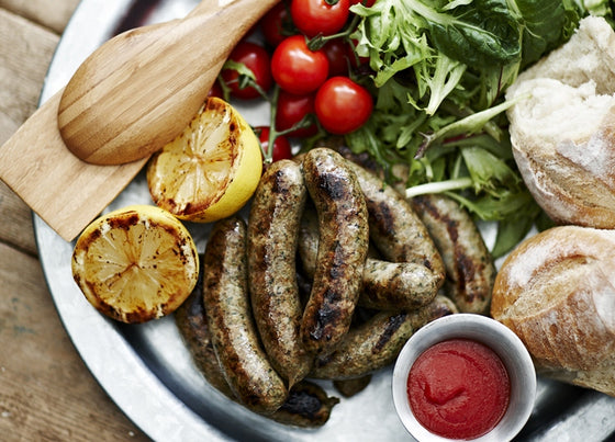 Pork, fresh herb and prune sausages