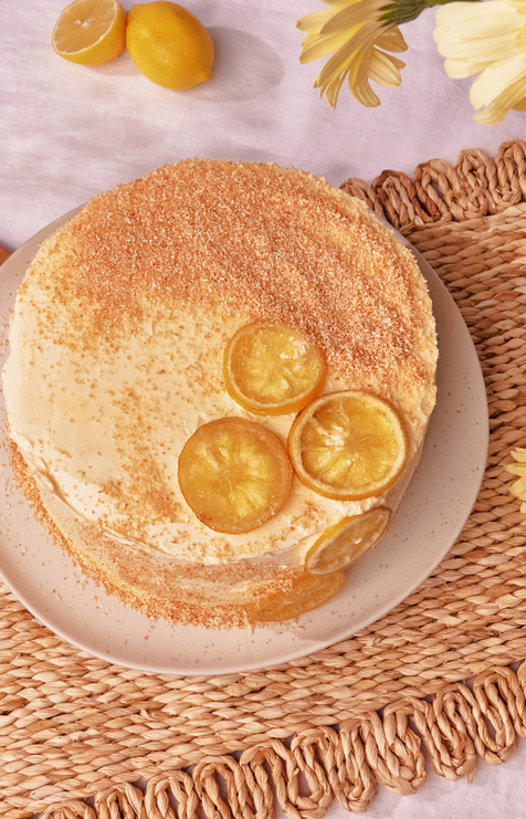 Coconut and lemon curd layer cake