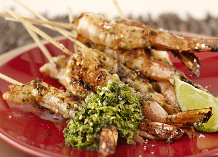 Coriander peppercorn and lime prawns with zesty fresh coriander and lime dressing