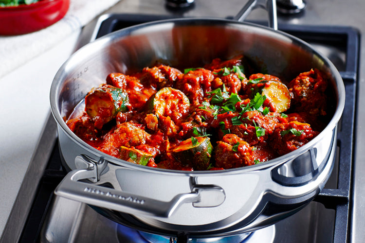 Moroccan simmered meatballs with zucchini