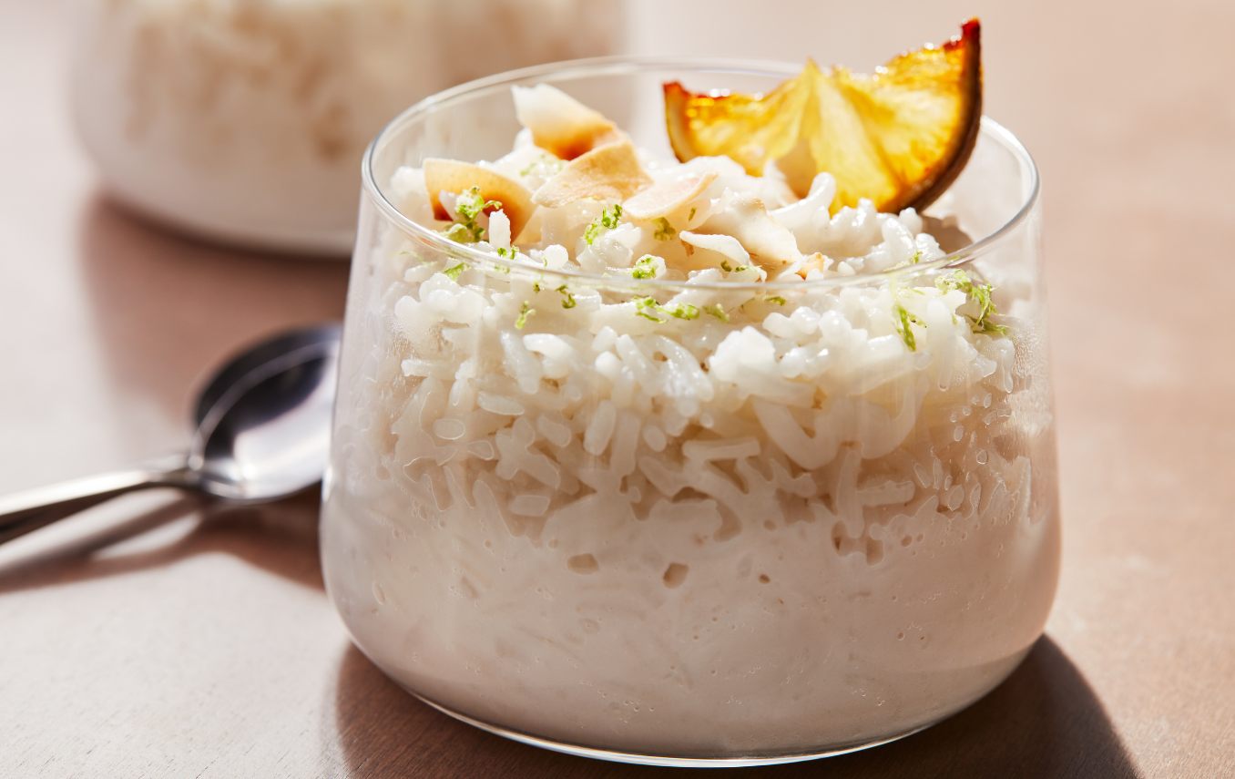 Coconut jasmine rice pudding