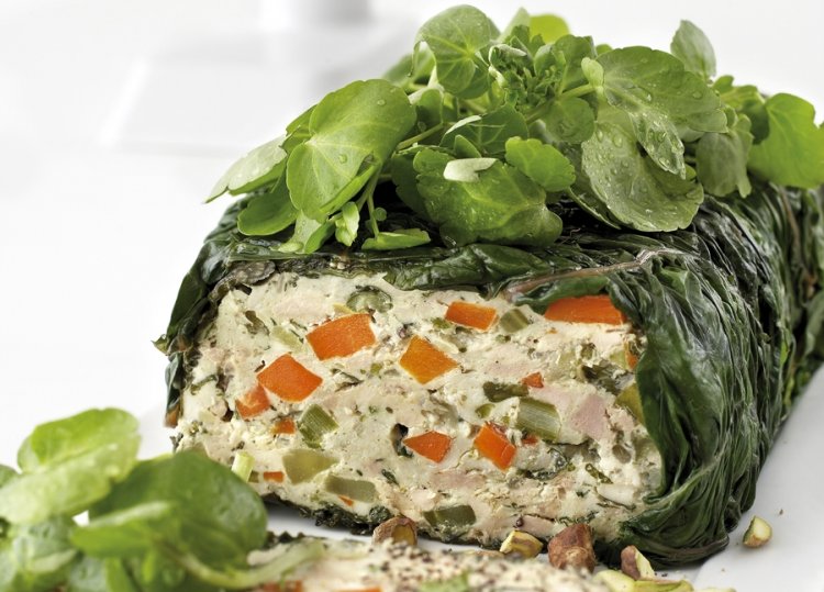 Fresh herb, chicken & asparagus terrine