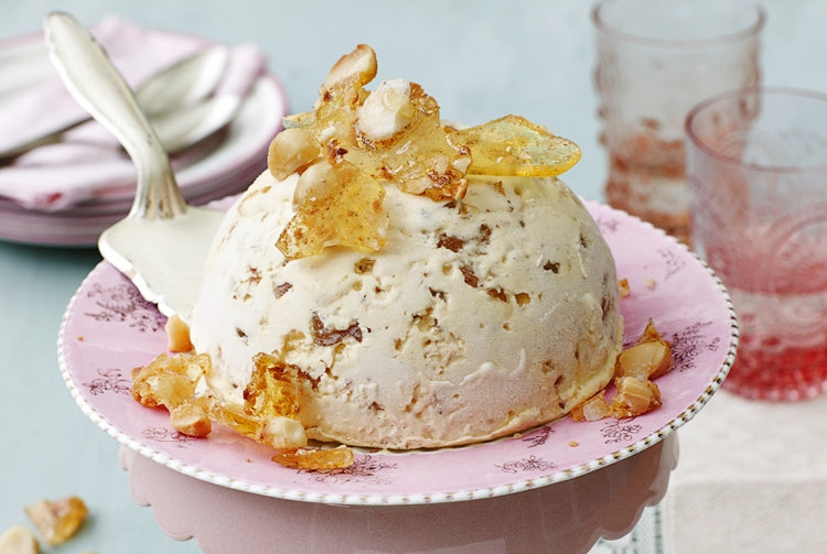 Ginger and macadamia praline ice cream