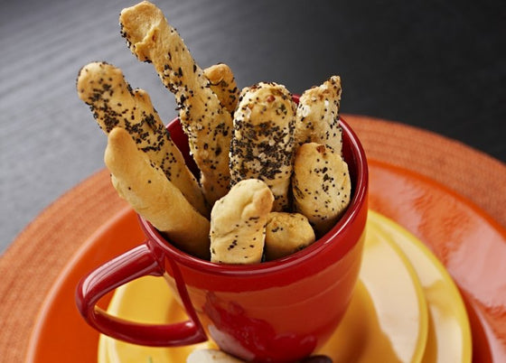 Garlic seeded grissini sticks