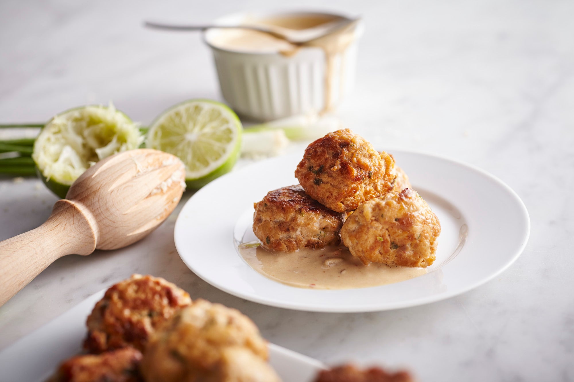 Thai Chicken Meatballs with Peanut Sauce