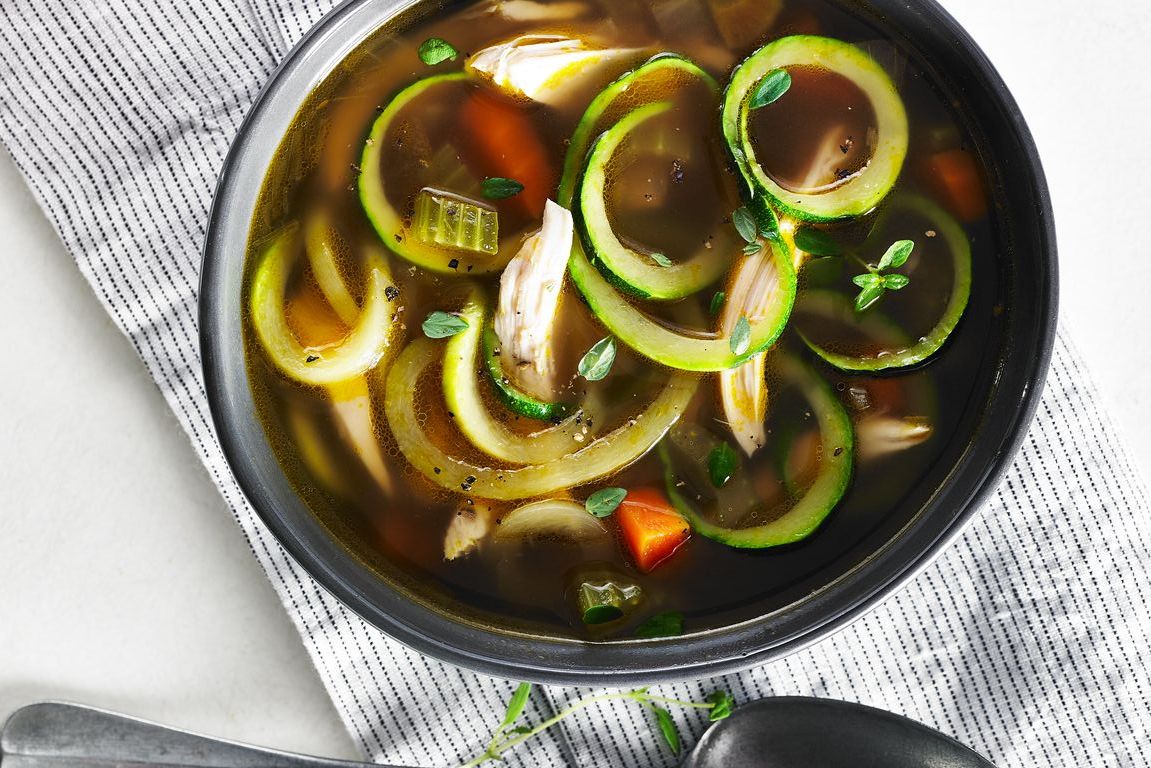 Simple Chicken Soup with Zucchini Noodles