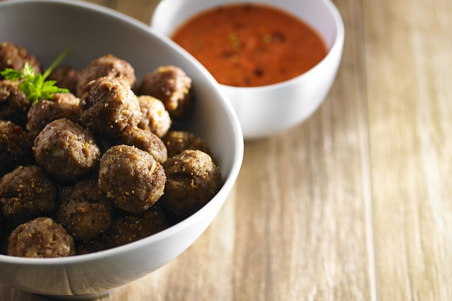 Mini Meatballs with Red Pepper Dipping Sauce