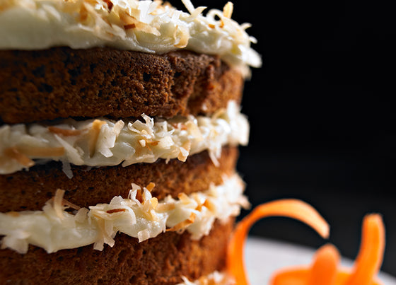 Four layer coconut carrot cake