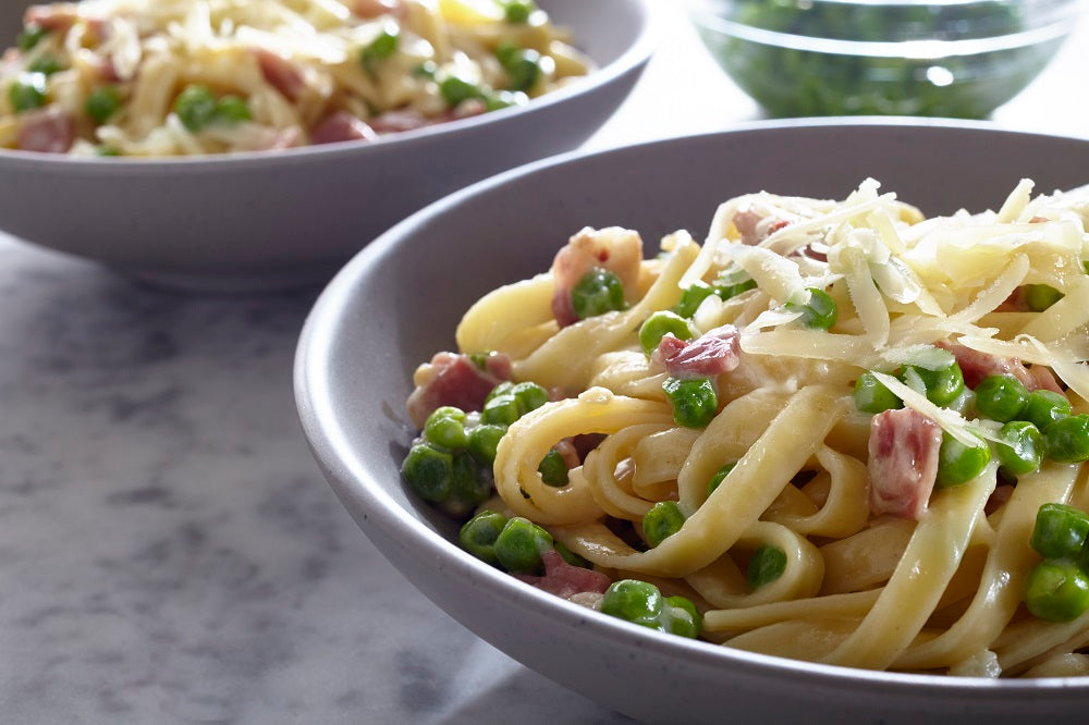 Fettuccine with Prosciutto & Peas