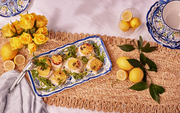 Baked barramundi with lemon and capers