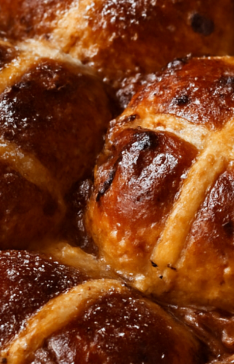 Hot Cross Bun Espresso Bread & Butter Pudding