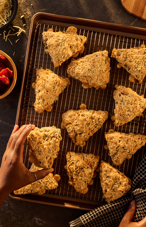 Olive, parmesan & sundried tomato scones