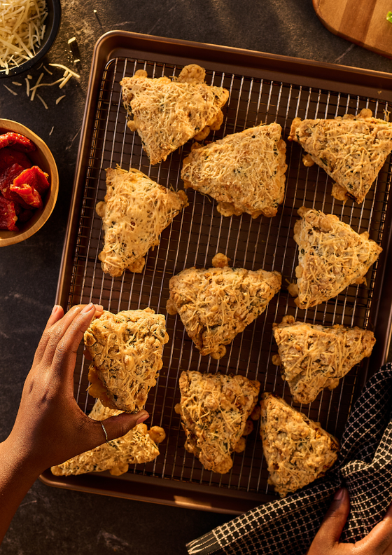 Olive, parmesan & sundried tomato scones