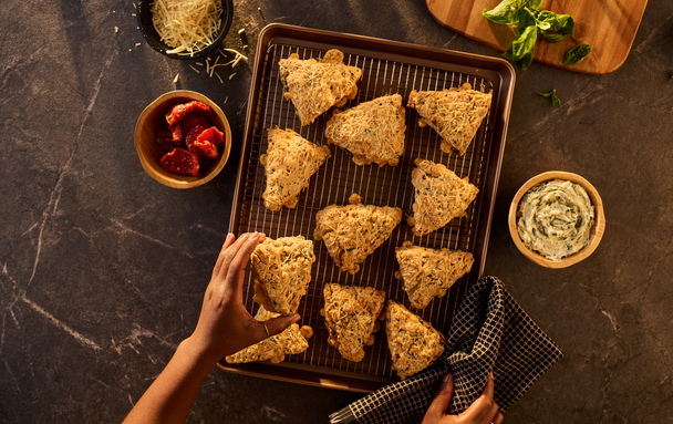Olive, parmesan & sundried tomato scones