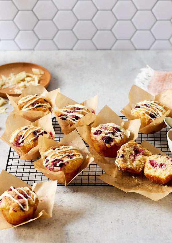 Raspberry and white chocolate muffins