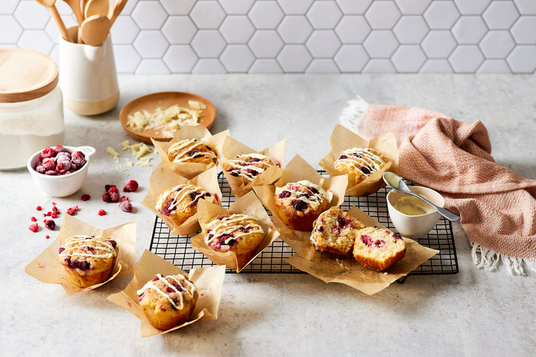 Raspberry and white chocolate muffins