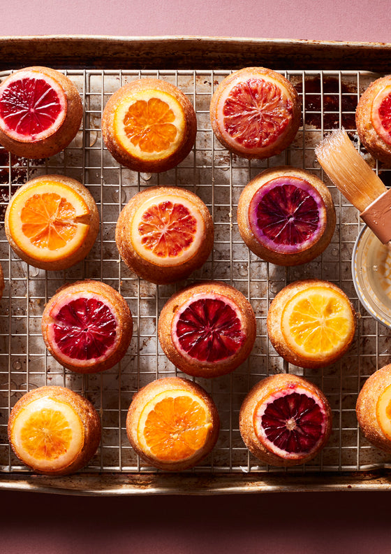 Mini citrus rosemary upside-down cakes