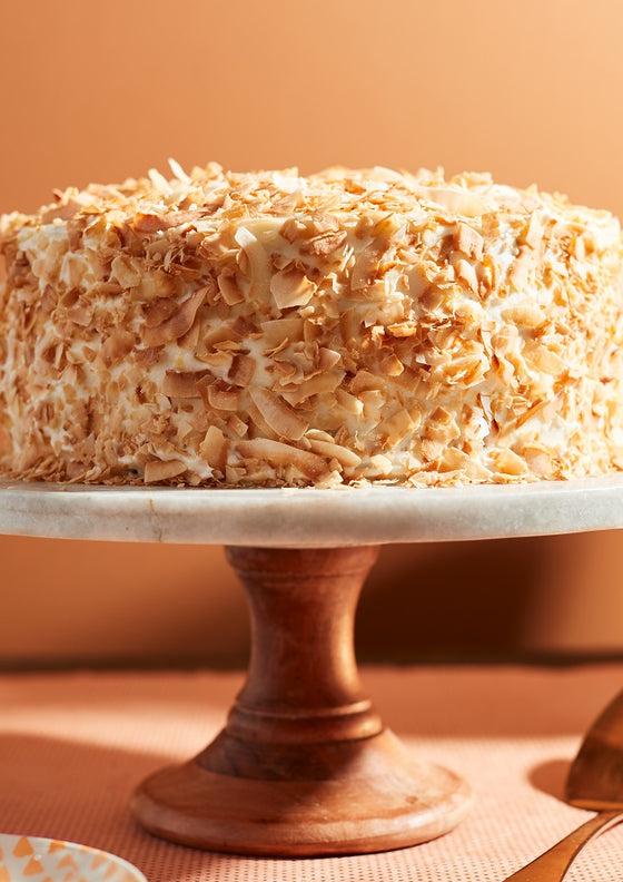 Toasted coconut honey ginger cake
