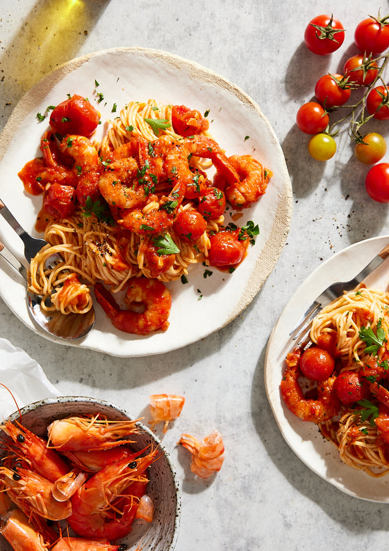 Creamy prawn bisque spaghetti
