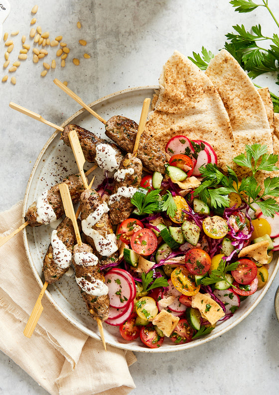 Lamb koftas with fattoush salad