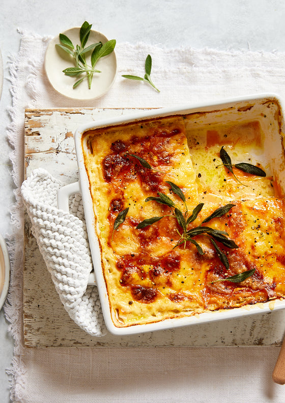 Sweet potato, potato and sage bake