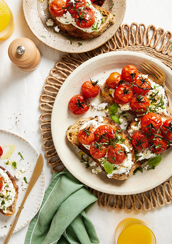 Whipped feta and tomato bruschetta