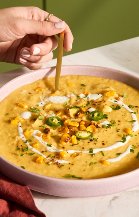 Roasted Corn, Potato and Zucchini Chowder