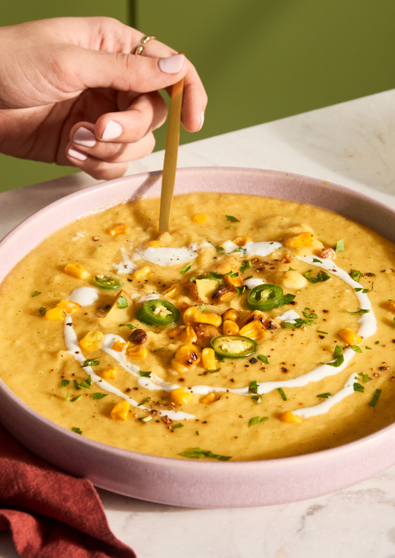 Roasted Corn, Potato and Zucchini Chowder