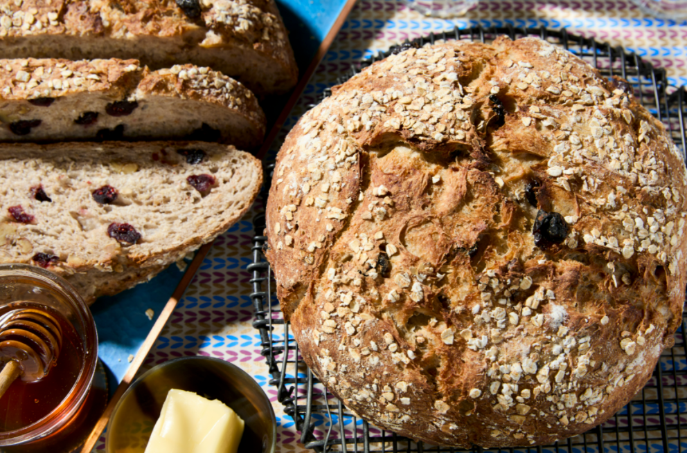 Cranberry oat walnut bread