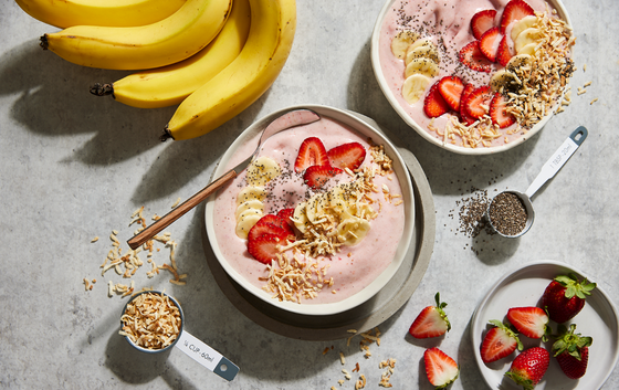 Strawberry and banana smoothie bowl