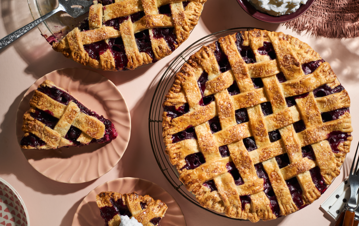 Blueberry lattice pie