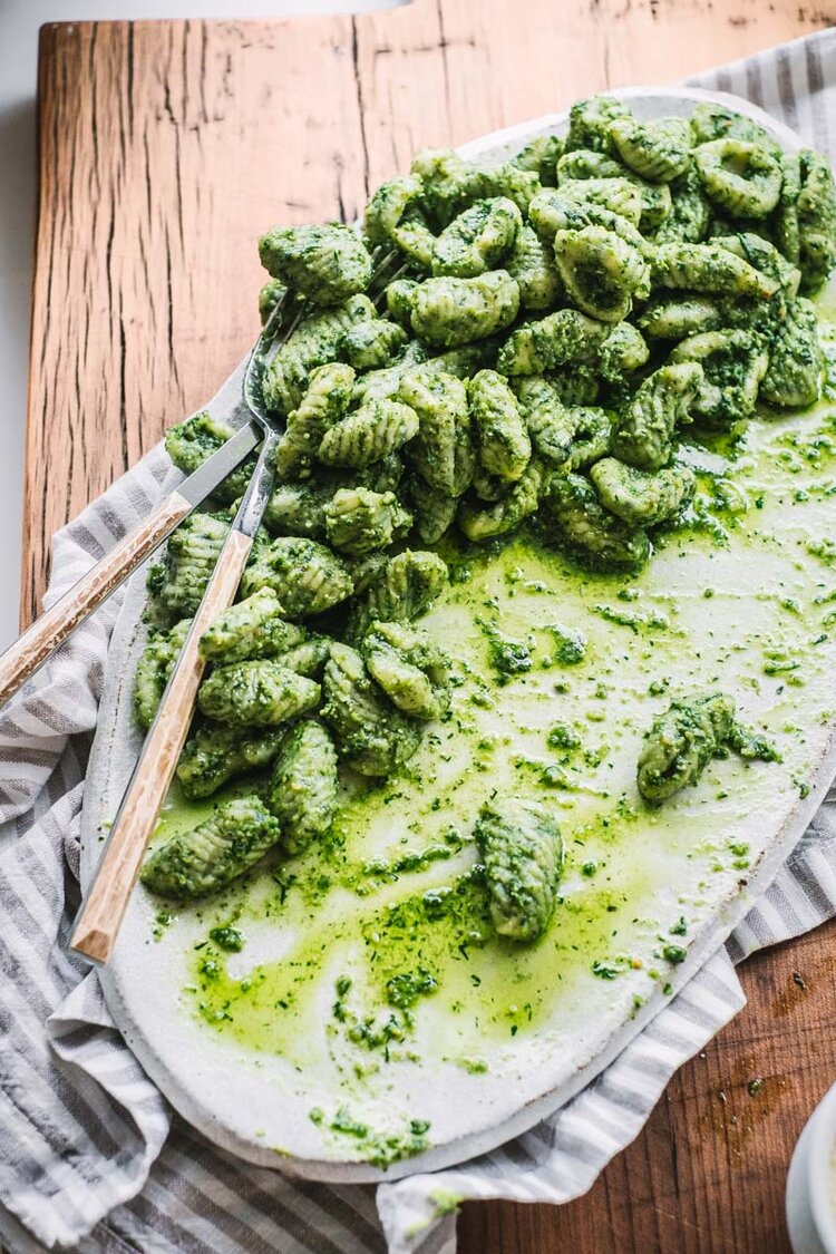 Spinach cavatelli and pesto