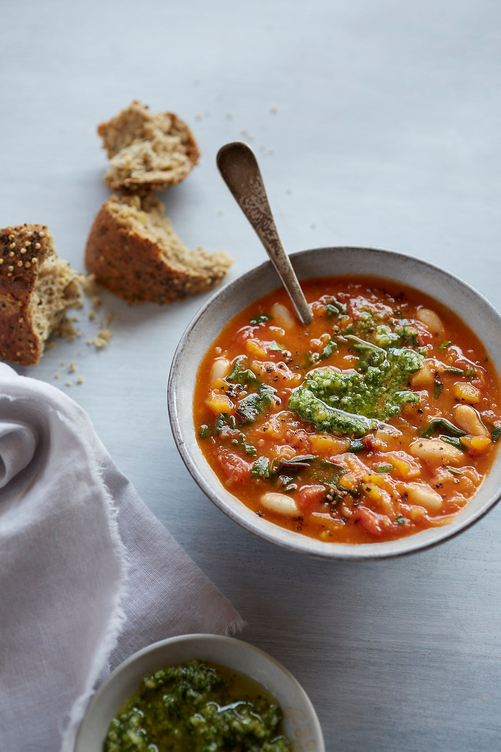 Tuscan bean soup with parsley pesto