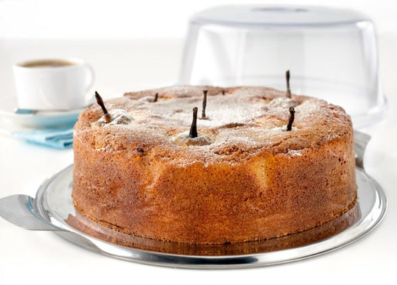 Whole poached pear cake