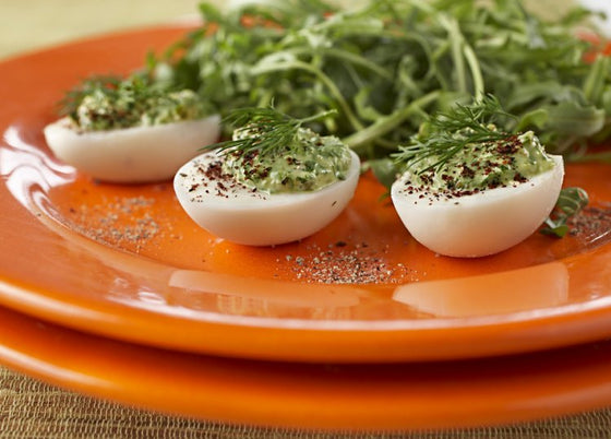 Moroccan inspired stuffed eggs