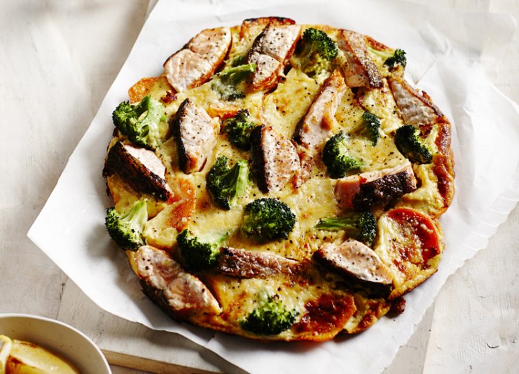 Salmon, sweet potato and broccoli frittata