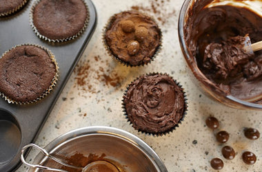 Chocolate on chocolate cup cakes