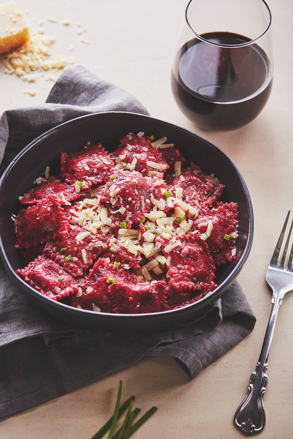 Easy beet ravioli with goat cheese