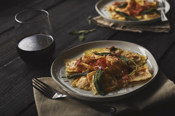 Butternut Squash Ravioli with Crispy Prosciutto