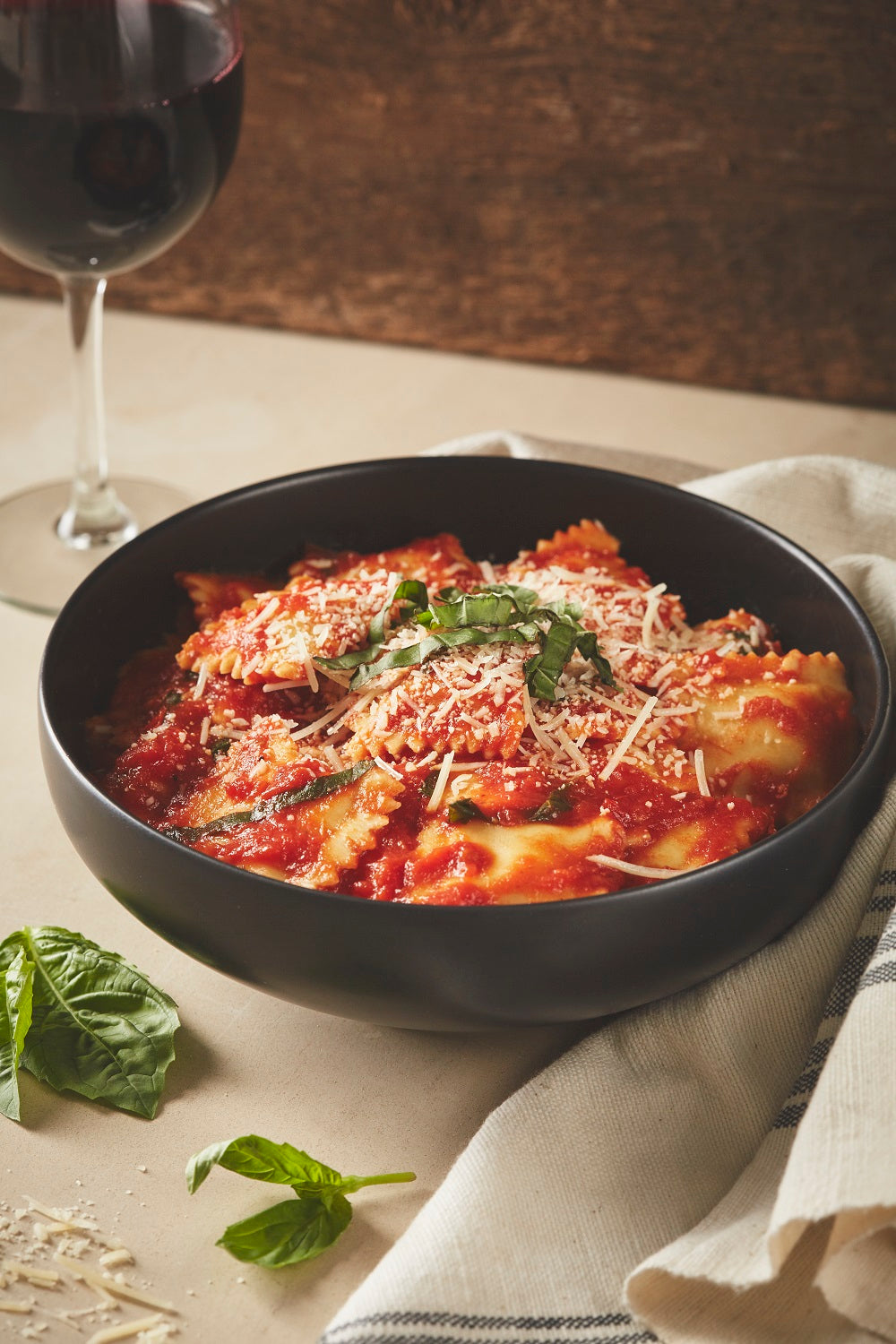 Three-Cheese Ravioli with Tomato Basil Sauce