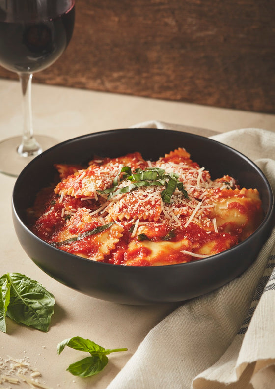 Three-Cheese Ravioli with Tomato Basil Sauce