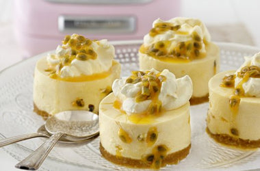 Passionfruit ripple cheesecake