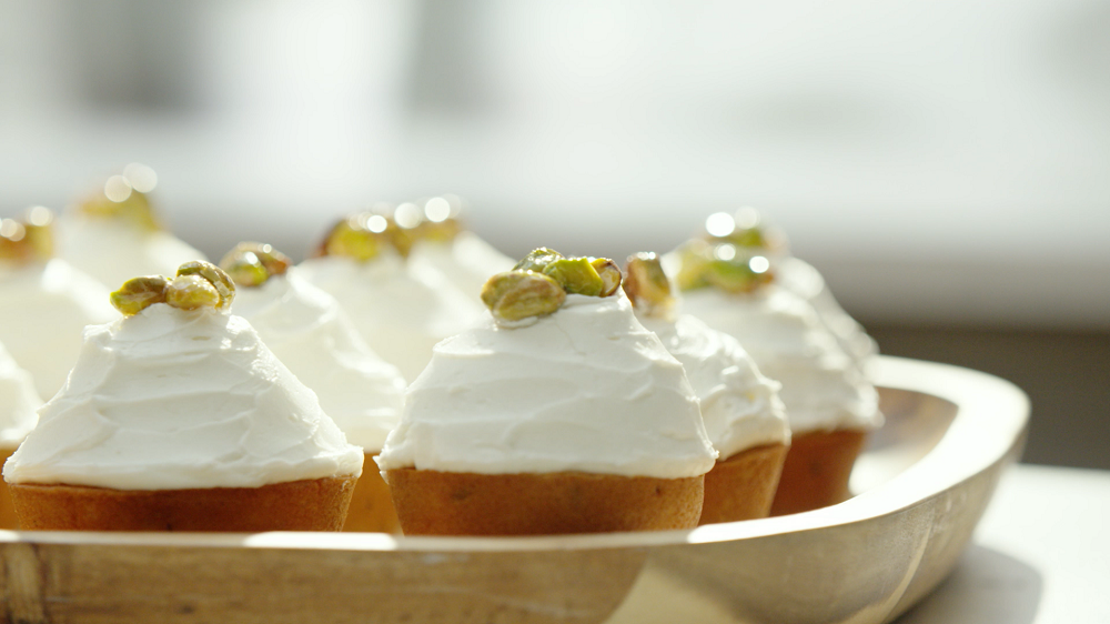 Honey Lavender Cupcakes with Candied Pistachio