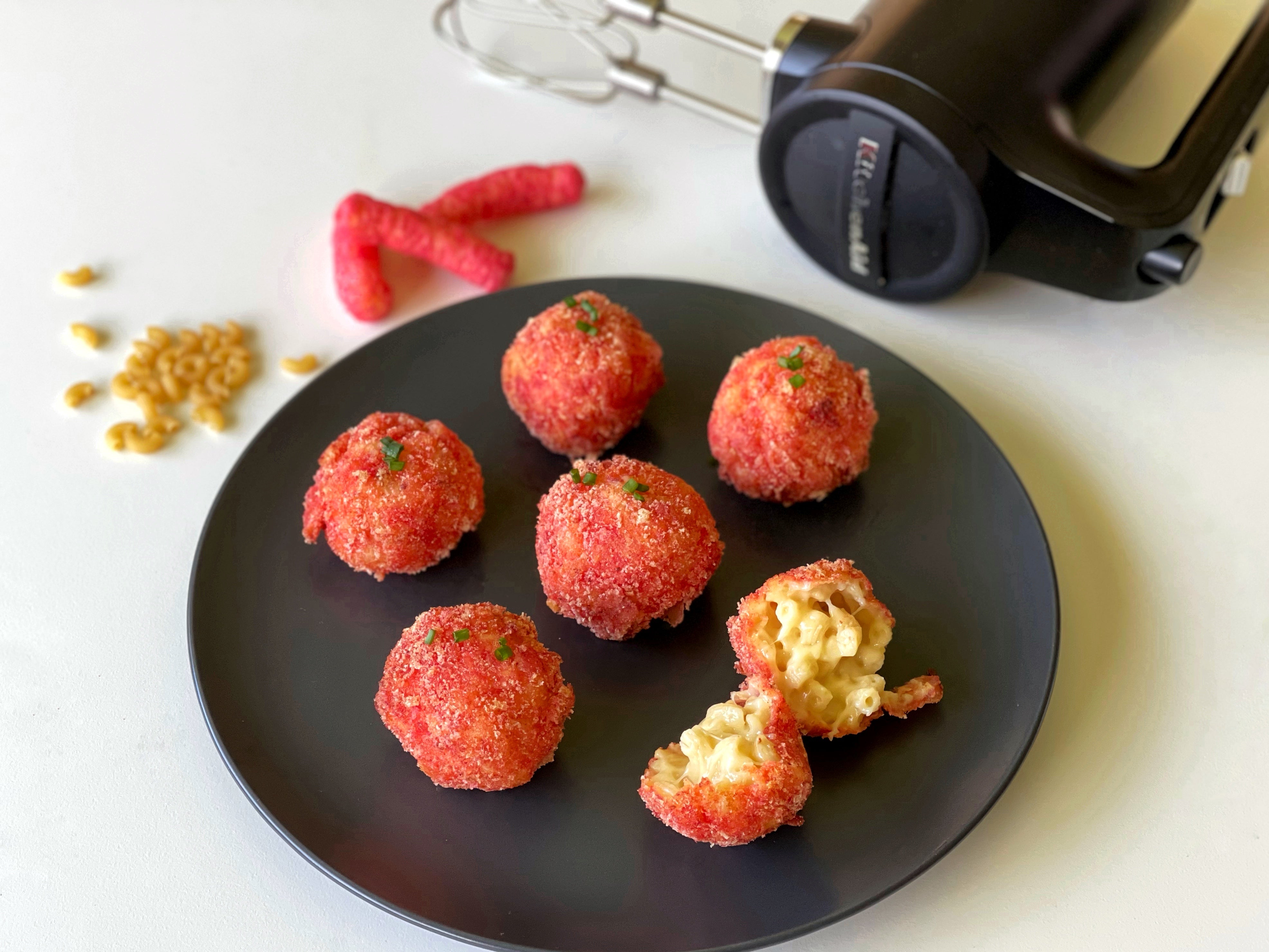 Hot cheetos deep-fried mac & cheese balls | Audreysaurus