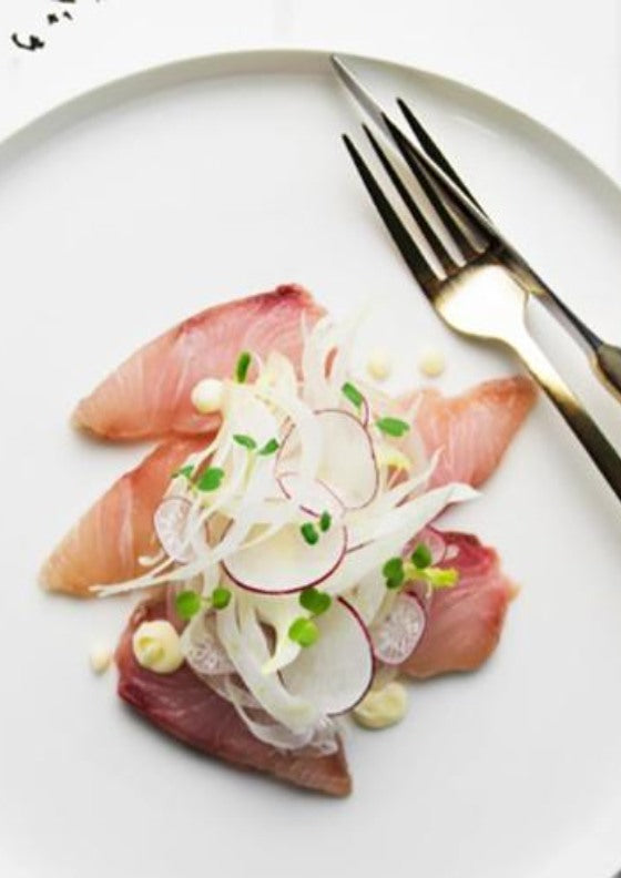 Sara Todd’s Tea cured kingfish with fennel, radish and lemon cream