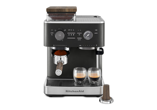Semi Automatic Espresso Machine & Walnut Wood Accessories Bundle
